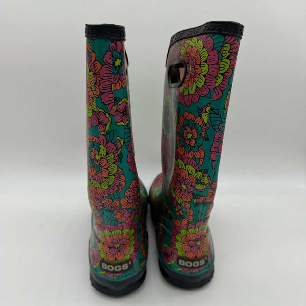 Bogs Women's Colorful Floral Rain Boots - Green and Pink - Picture 5 of 7